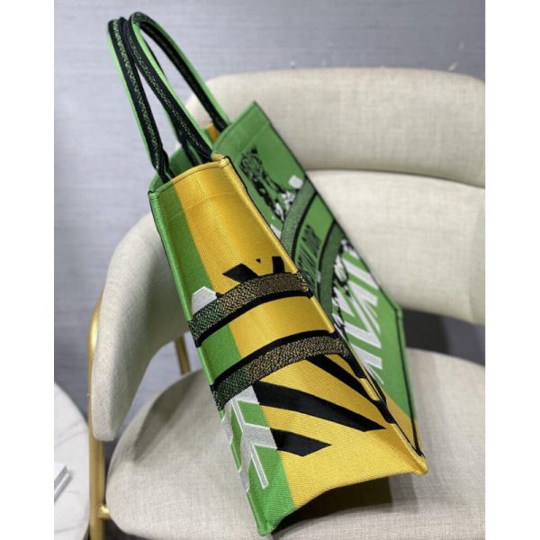 Christian Dior Replica Book Tote in Green & Orange Jungle Pop Design - Image 7