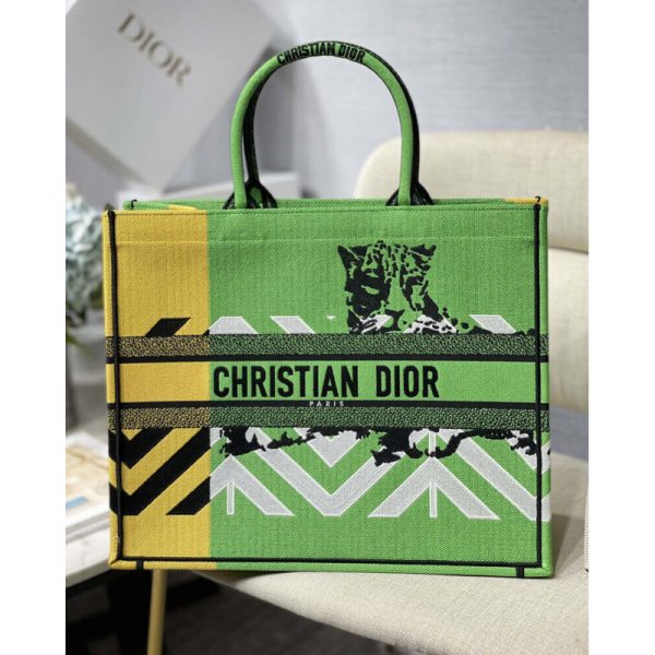 Christian Dior Replica Book Tote in Green & Orange Jungle Pop Design
