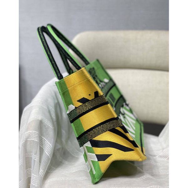 Dior Replica Medium Book Tote - Pop Embroidery in Green & Orange - Image 11