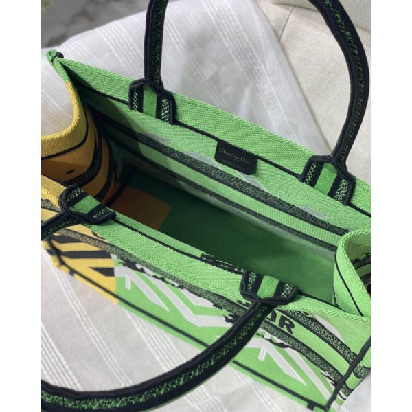 Dior Replica Medium Book Tote - Pop Embroidery in Green & Orange - Image 13