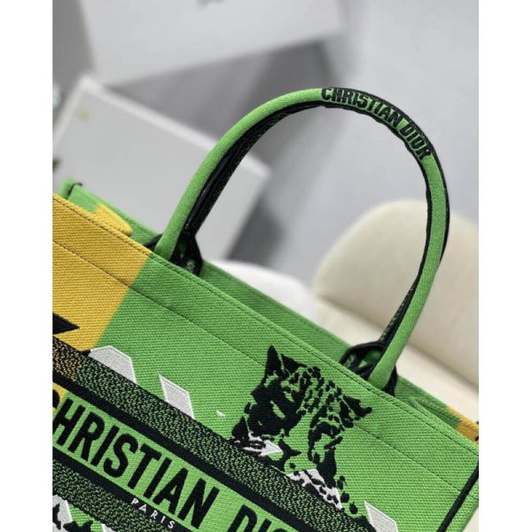 Dior Replica Medium Book Tote - Pop Embroidery in Green & Orange - Image 8