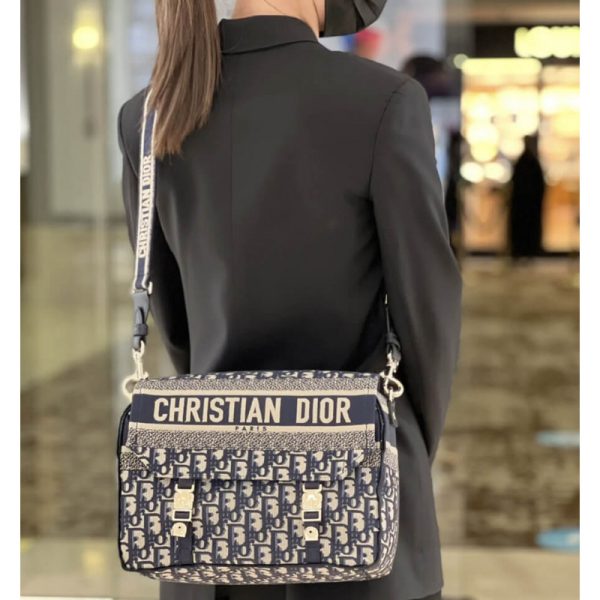 Replica Dior Medium Diorcamp Bag – Blue Oblique Embroidery M1240 - Image 4