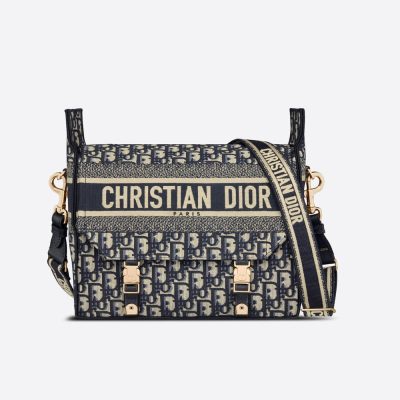 Replica Dior Medium Diorcamp Bag – Blue Oblique Embroidery M1240