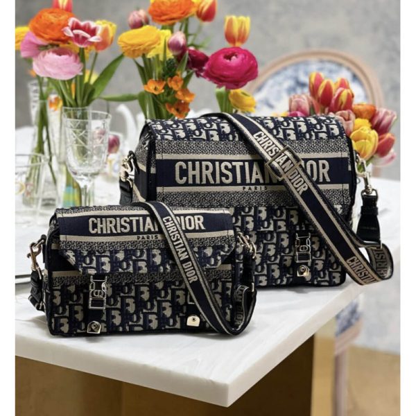 Replica Dior Medium Diorcamp Bag – Blue Oblique Embroidery M1240 - Image 6