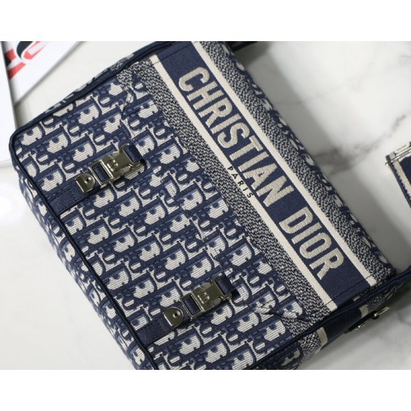 Replica Dior Medium Diorcamp Bag – Blue Oblique Embroidery M1240 - Image 8
