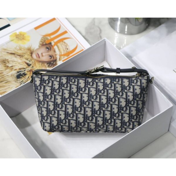 Replica Dior Diortravel Nomad Pouch - Blue Oblique Embroidery - Image 2