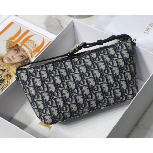 Replica Dior Diortravel Nomad Pouch - Blue Oblique Embroidery - Image 3