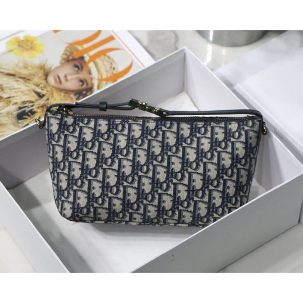 Replica Dior Diortravel Nomad Pouch - Blue Oblique Embroidery - Image 4