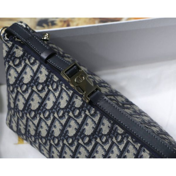 Replica Dior Diortravel Nomad Pouch - Blue Oblique Embroidery - Image 5