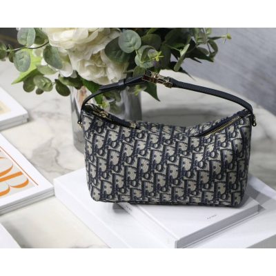Replica Dior Diortravel Nomad Pouch - Blue Oblique Embroidery