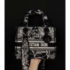 Best Replicas Bags - Christian Dior Lady D-Lite Bag Black & White Embroidery M0565 Shop For Best Louis Vuitton LV Replica Bags With Cheap Price