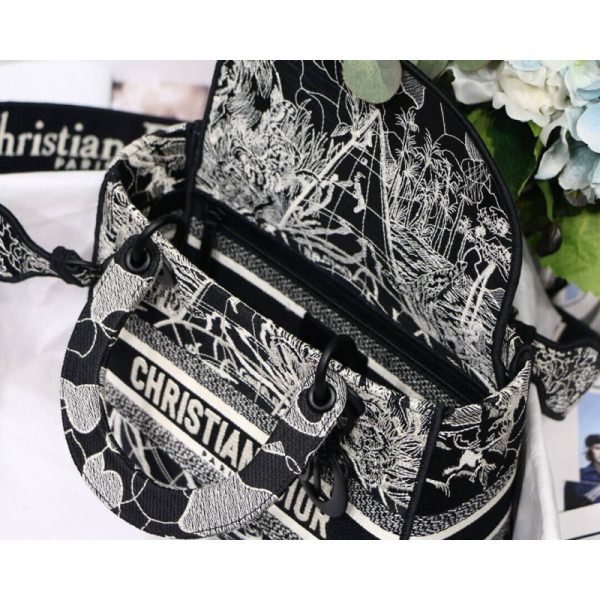 Christian Dior Lady D-Lite Bag Black & White Embroidery M0565 - Image 13