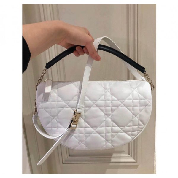 Replica Dior Medium Vibe Hobo Bag in White Lambskin - Image 5
