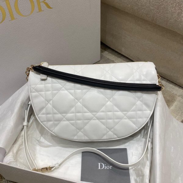 Replica Dior Medium Vibe Hobo Bag in White Lambskin - Image 6