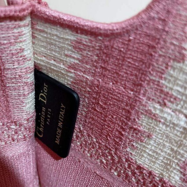 Replica Dior Mini Book Tote: Pink D-Stripes Embroidery S5475 - Image 11