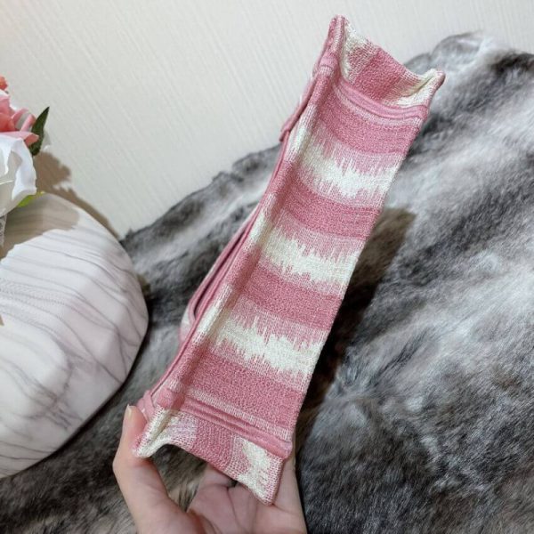 Replica Dior Mini Book Tote: Pink D-Stripes Embroidery S5475 - Image 5