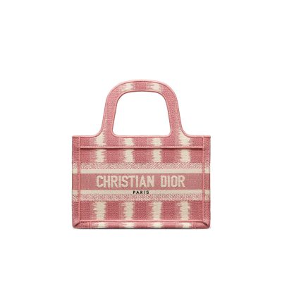 Replica Dior Mini Book Tote: Pink D-Stripes Embroidery S5475