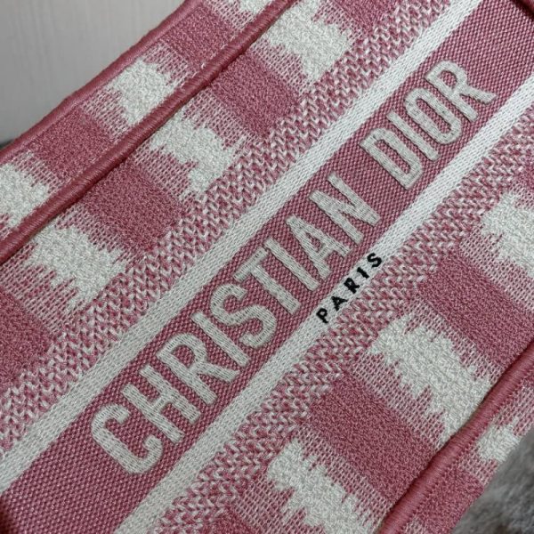 Replica Dior Mini Book Tote: Pink D-Stripes Embroidery S5475 - Image 6
