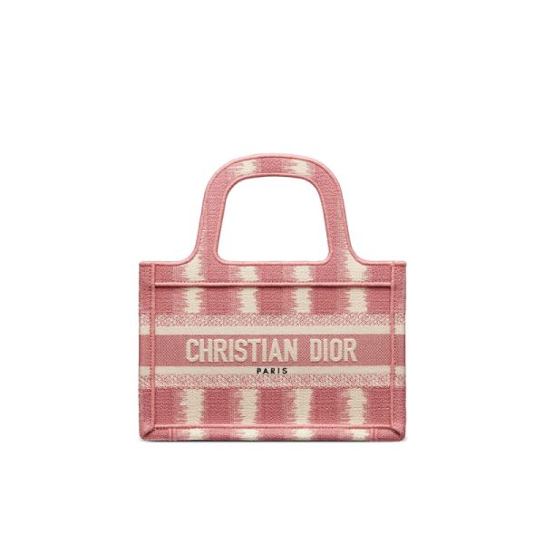 Replica Dior Mini Book Tote: Pink D-Stripes Embroidery S5475