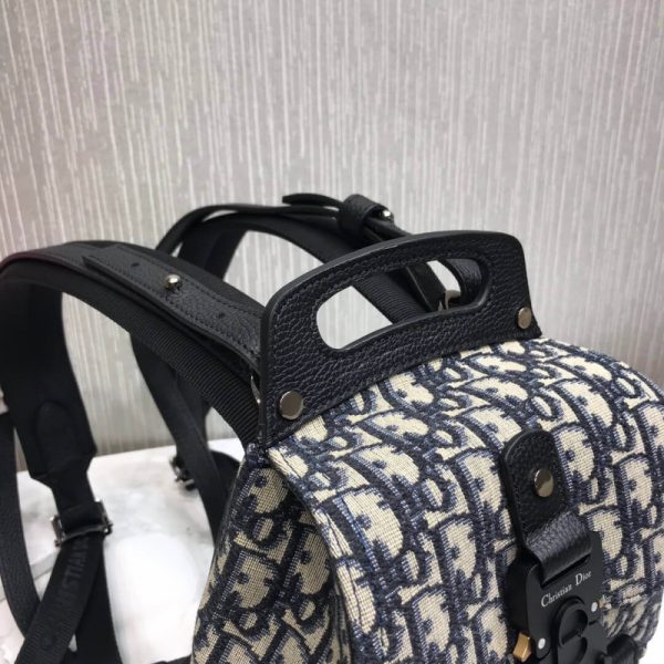 Replica Dior Mini Saddle Backpack in Navy Blue Oblique Jacquard - Image 11