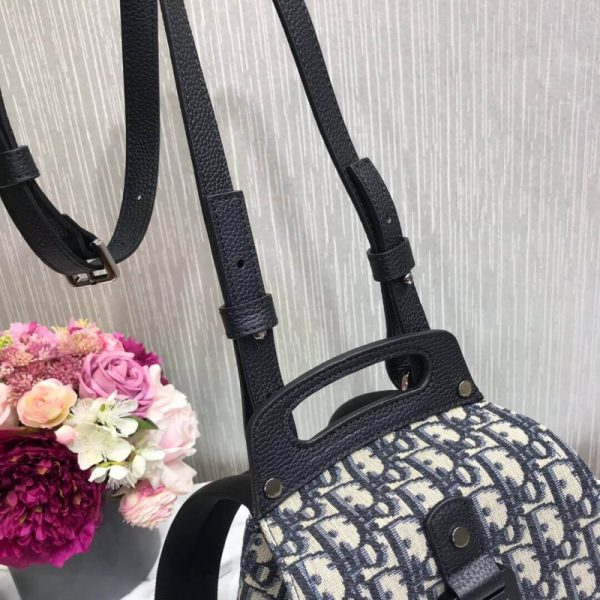 Replica Dior Mini Saddle Backpack in Navy Blue Oblique Jacquard - Image 12