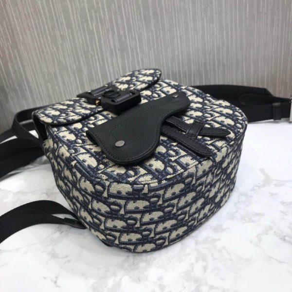 Replica Dior Mini Saddle Backpack in Navy Blue Oblique Jacquard - Image 13