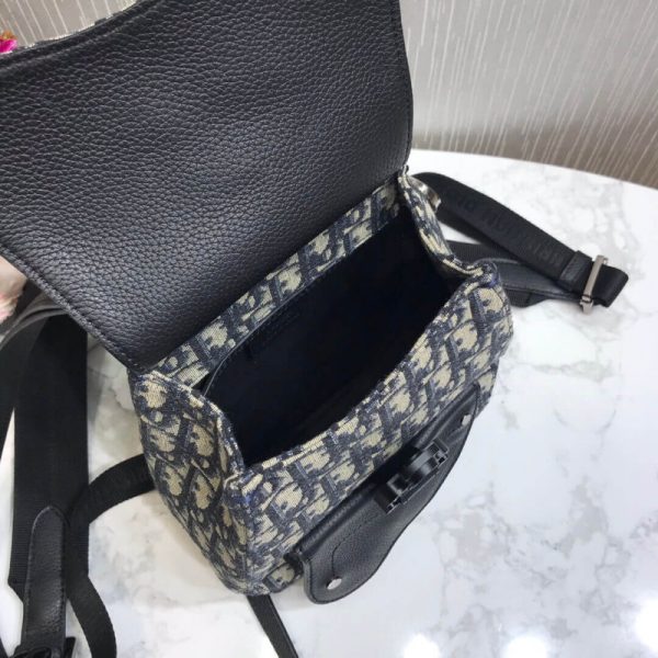 Replica Dior Mini Saddle Backpack in Navy Blue Oblique Jacquard - Image 14