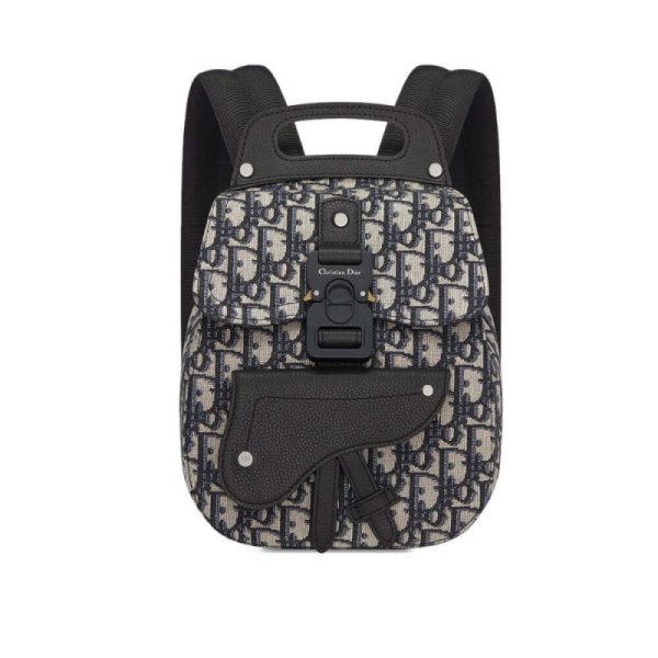 Replica Dior Mini Saddle Backpack in Navy Blue Oblique Jacquard