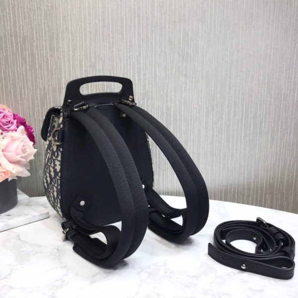Replica Dior Mini Saddle Backpack in Navy Blue Oblique Jacquard - Image 8