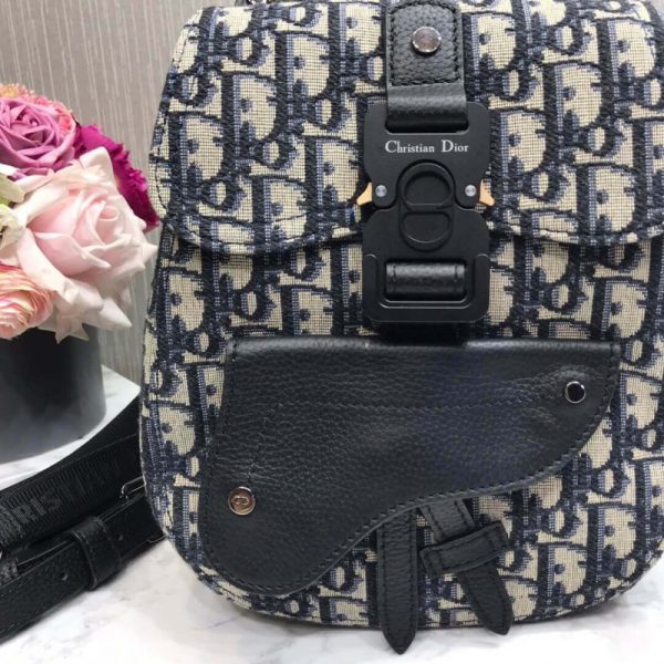 Replica Dior Mini Saddle Backpack in Navy Blue Oblique Jacquard - Image 10