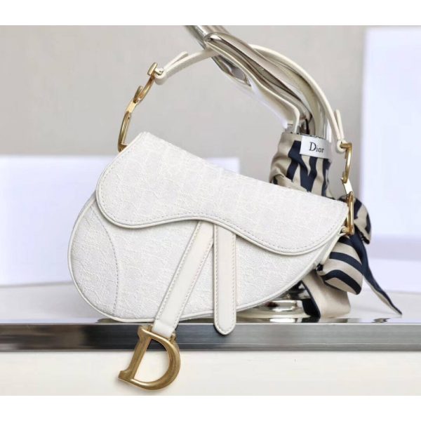 Replica White Dior Mini Saddle Bag – Oblique Jacquard M0447 - Image 2