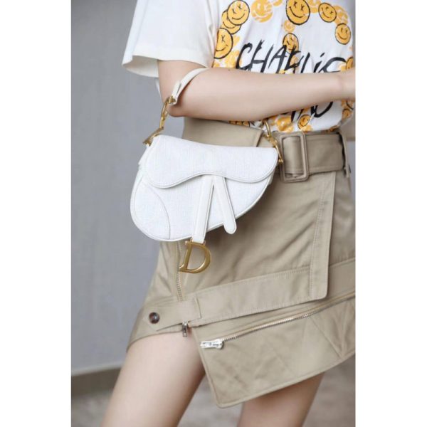 Replica White Dior Mini Saddle Bag – Oblique Jacquard M0447 - Image 13