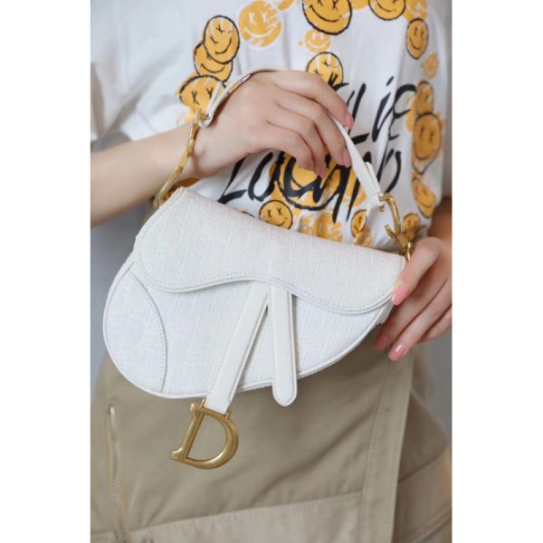 Replica White Dior Mini Saddle Bag – Oblique Jacquard M0447 - Image 17