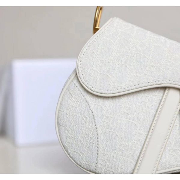 Replica White Dior Mini Saddle Bag – Oblique Jacquard M0447 - Image 4