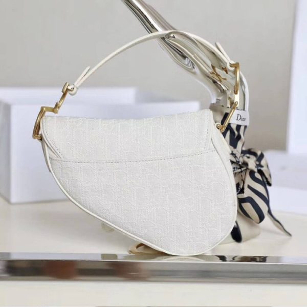 Replica White Dior Mini Saddle Bag – Oblique Jacquard M0447 - Image 5
