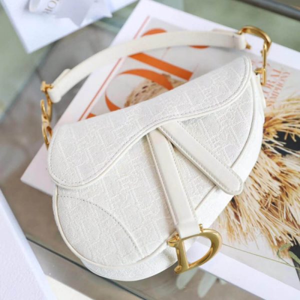 Replica White Dior Mini Saddle Bag – Oblique Jacquard M0447 - Image 7