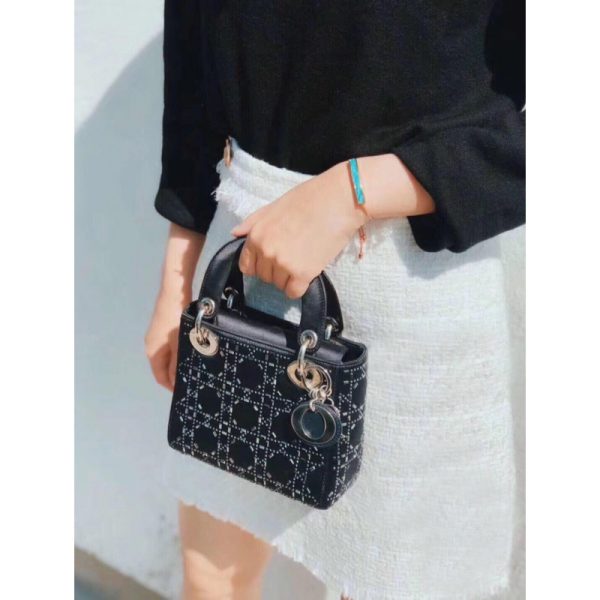 Replica Dior Rhinestone Lady Dior Mini Bag M0500 Elegance - Image 4