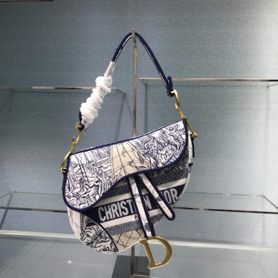 Blue Camouflage Replica Dior Saddle Bag M0446