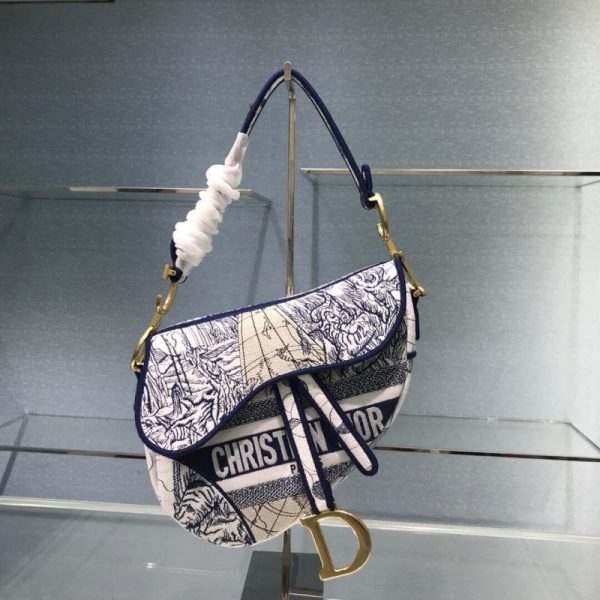 Blue Camouflage Replica Dior Saddle Bag M0446