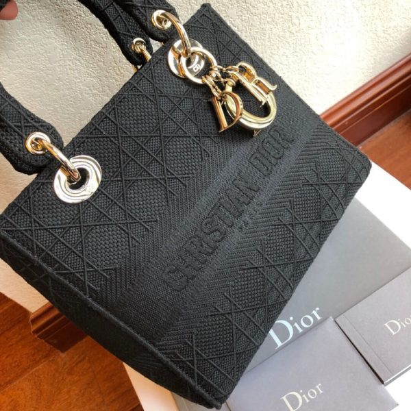Replica Christian Dior Lady Dior Medium Fabric Bag L4455 - Image 4