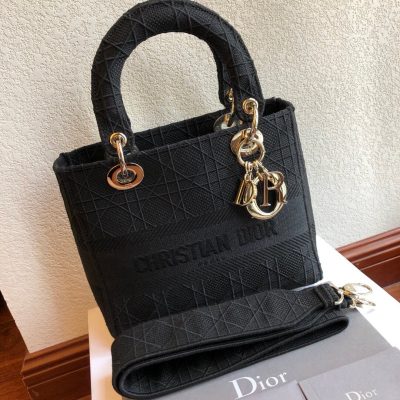 Replica Christian Dior Lady Dior Medium Fabric Bag L4455