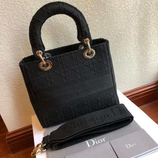 Replica Christian Dior Lady Dior Medium Fabric Bag L4455 - Image 6