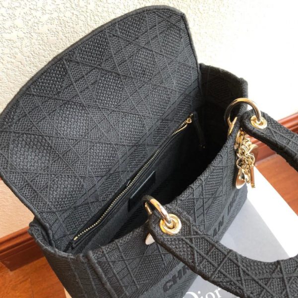 Replica Christian Dior Lady Dior Medium Fabric Bag L4455 - Image 8