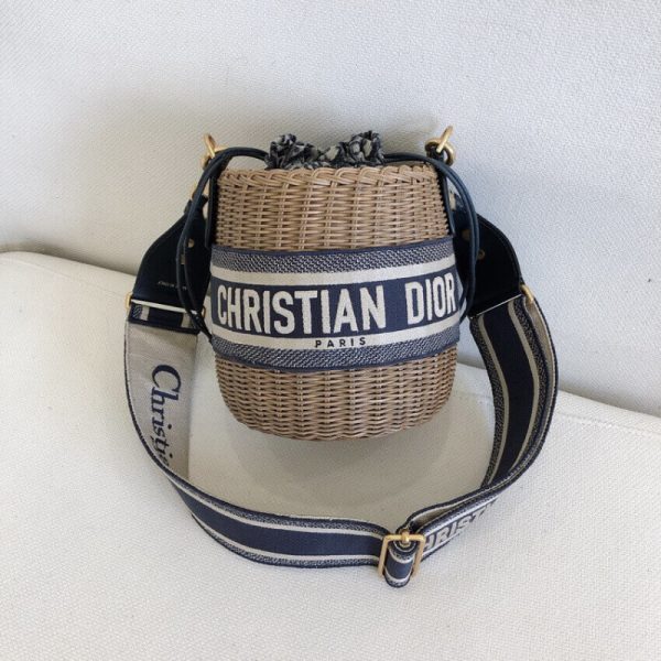 Christian Dior Replica Blue Oblique Wicker Basket Shoulder Bag - Image 2