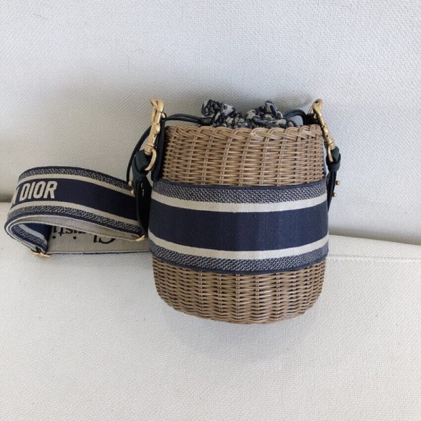 Christian Dior Replica Blue Oblique Wicker Basket Shoulder Bag - Image 3