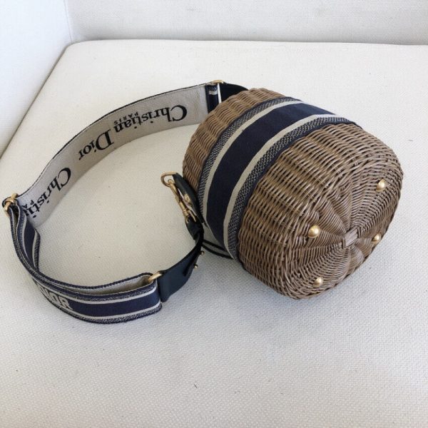 Christian Dior Replica Blue Oblique Wicker Basket Shoulder Bag - Image 5