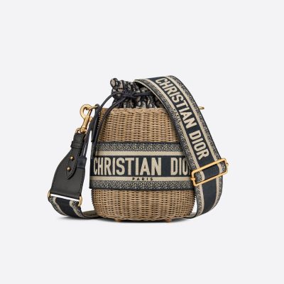 Christian Dior Replica Blue Oblique Wicker Basket Shoulder Bag