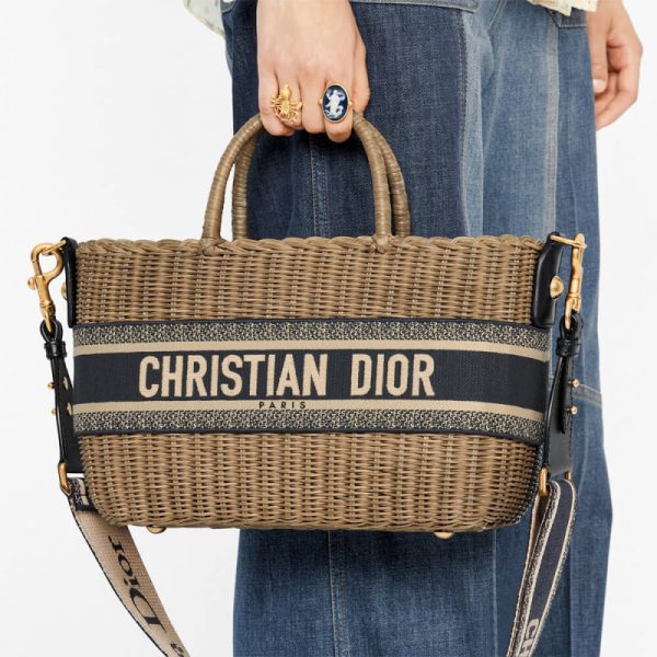Replica Dior Oblique Wicker Basket Shoulder Bag Blue M7601 - Image 2