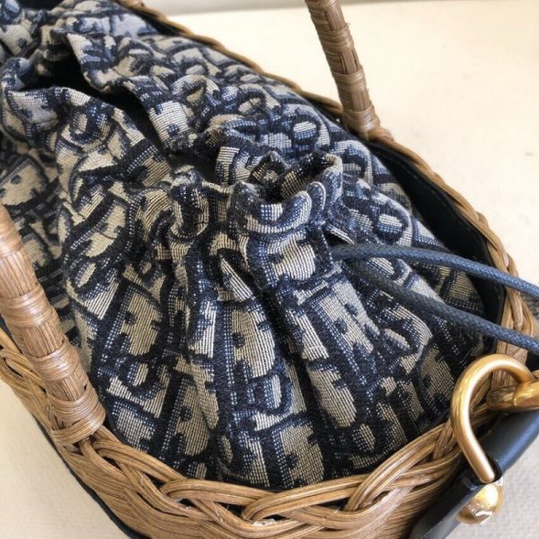 Replica Dior Oblique Wicker Basket Shoulder Bag Blue M7601 - Image 11