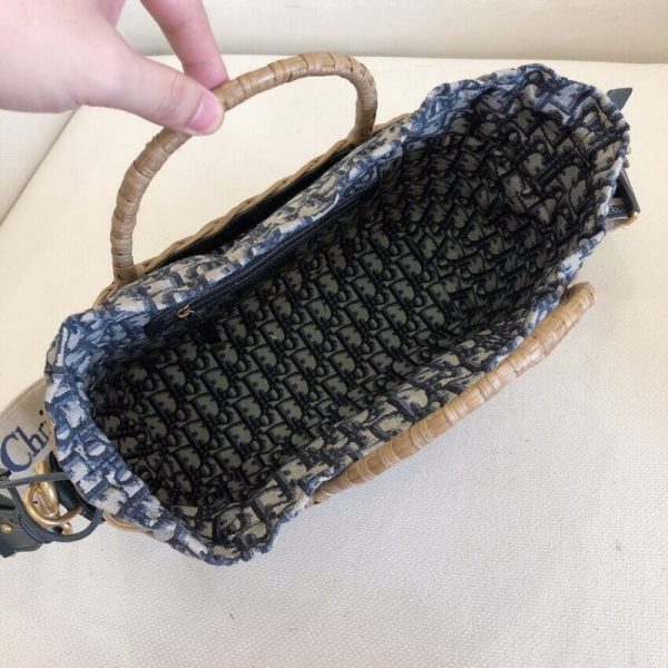 Replica Dior Oblique Wicker Basket Shoulder Bag Blue M7601 - Image 13
